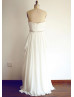 Sweetheart Neck Ivory Chiffon Draped Beach Wedding Dress